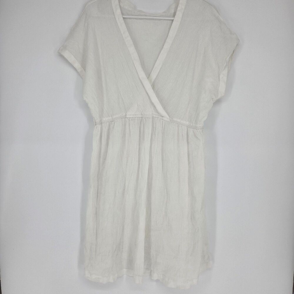 Kindred Bravely White Cotton Womens Short Sleeve Beach Dress Cover Up XL/XXL